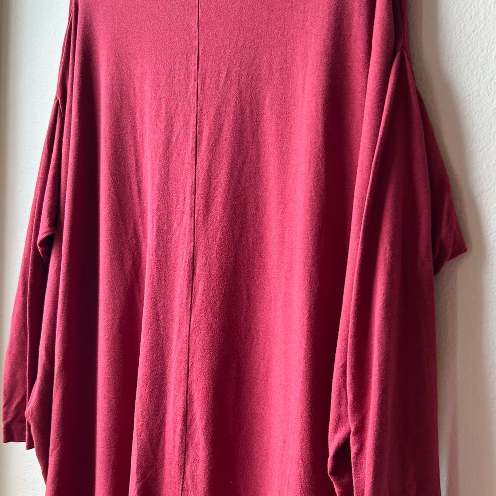 Bryn Walker Alexis Asymmetric V-Neck Bamboo Lagenlook Red Tunic Dress Size M - Picture 10 of 15